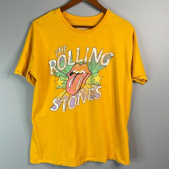 The Rolling Stones Mens Vintage Look Graphic Band Tee Golden Yellow Crewneck M - Picture 11 of 11